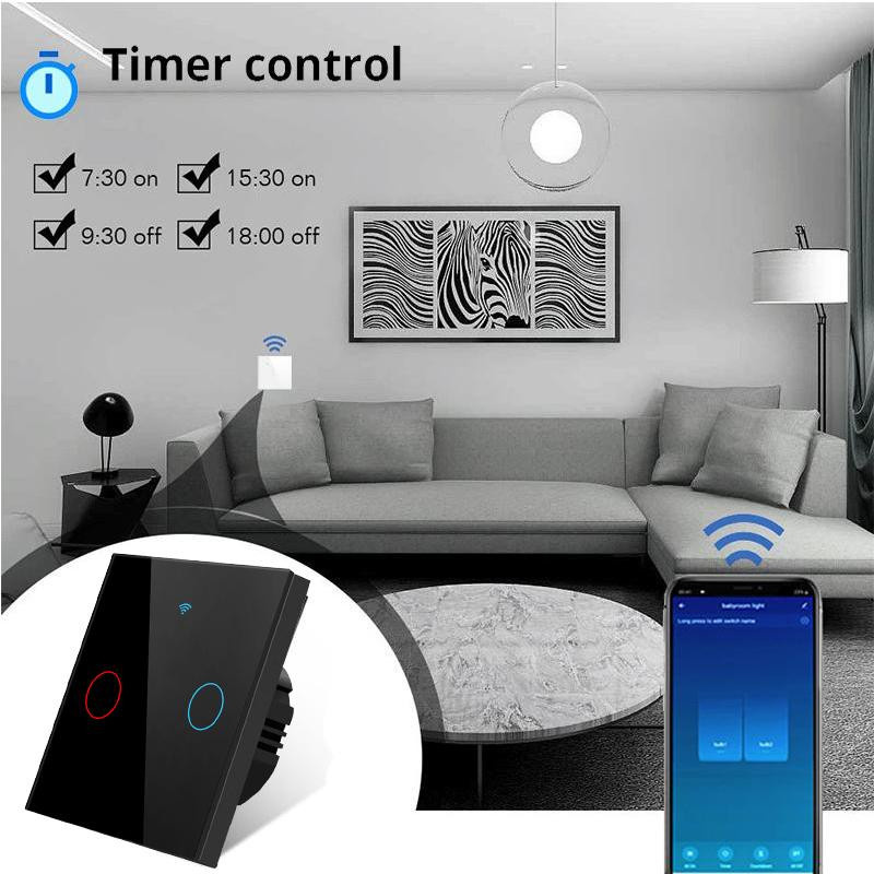 MALITAI Tuya Smart Life WLAN Wandschalter mit Touch-Glasscheibe, 2 Gang, Weiß, kompatibel mit Alexa und Google Home - Bild 4