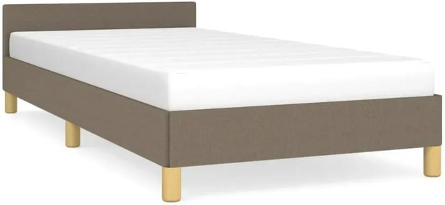 vidaXL Bettgestell mit Kopfteil in Taupe aus Stoff und Holz, B/T/H: 80 x 200 x 103 cm - Bild 1