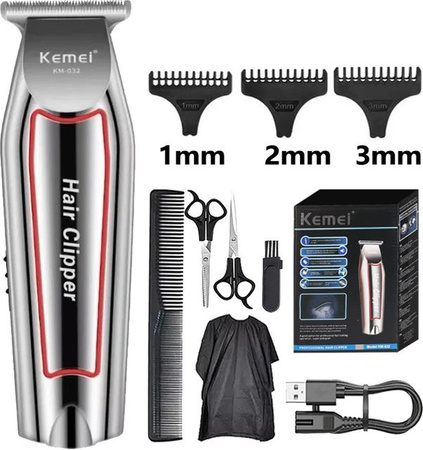 Kemei Haarschneider und Bartschneider KM-032, Silber, Herren