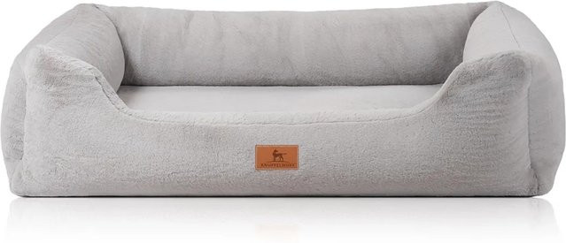 Knuffelwuff Hundebett Schnuffelupagus Orthopädisch mit Memory Foam und Kaninchen Fellimitat in Grau, Übergröße XXXL - Bild 1