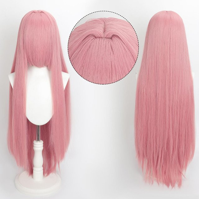 Bunte Perücke lang glatt, pink, synthetisch, hitzebeständig - Bild 1