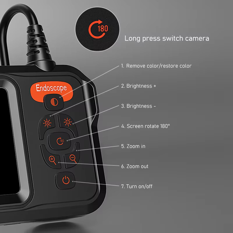 ENWOR Endoskopkamera mit 4,3-Zoll-Bildschirm und 8-mm-Sonde, wasserdichte Auto-Inspektionskamera in Schwarz mit 8 LEDs und 2600mAh Akku - Bild 3