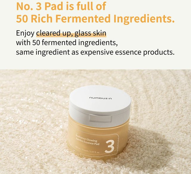 NUMBUZIN No3 Radiance Glowing Jumbo Essence Pad, 70 Pads, mit Niacinamid und Hyaluronsäure - Bild 1