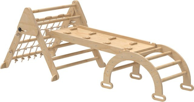 Aosom Kletterdreieck 8-in-1, Kletterbogen aus Pappelholz, mit Rutsche & Leiter, ab 1,5 Jahre - Bild 1