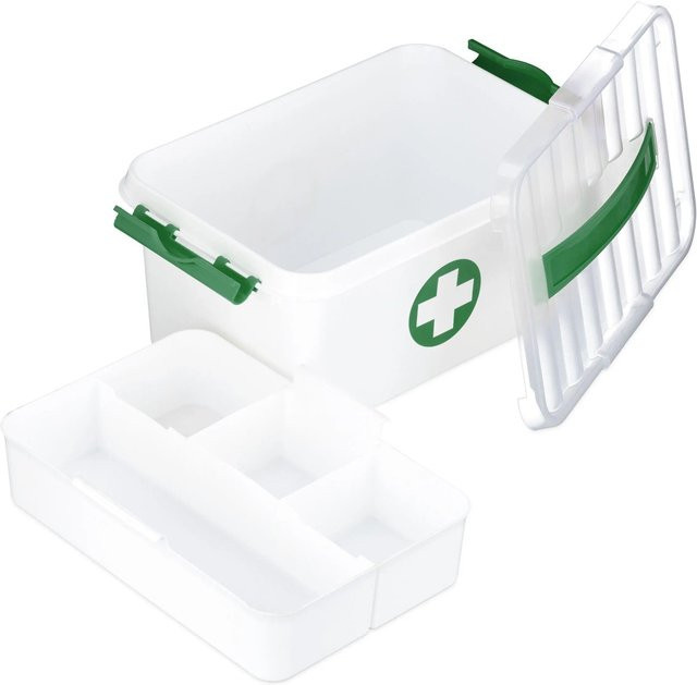Relaxdays Medizinbox aus Kunststoff in Weiß mit Einsatz B: 30 cm, T: 20 cm, H: 14,5 cm - Bild 1