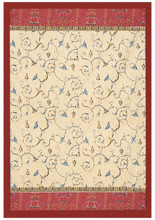 Bassetti Plaid OPLONTIS Decke mit floralem Muster in Rot, Gold und Beige aus Baumwolle und Polyester, Oeko-Tex Standard 100 zertifiziert