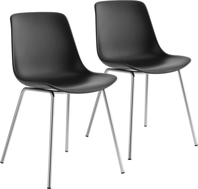 tectake Kunststoffstuhl Mave 2er Set Schwarz mit Stahlbeinen B/T/H: 46 x 55 x 80,5 cm - Bild 2