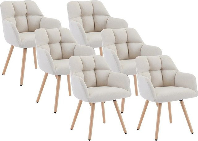 Vente-unique Pega Stuhl in Beige mit Stoffbezug und Buchenholz, Breite: 57,5 cm - Bild 1