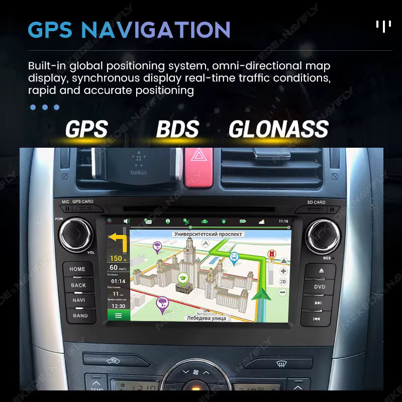 NAVIFANS Android Auto Stereo Multimedia Player mit GPS Navigation und CarPlay für Toyota Auris E150 und Corolla 2013-2016, 2DIN Autoradio in Schwarz - Bild 4
