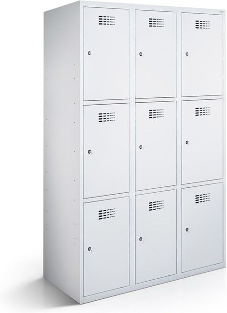 rotstahl Fächerschrank mit 9 Fächern in Hellgrau, B/T/H: 120 x 50 x 180 cm - Bild 1