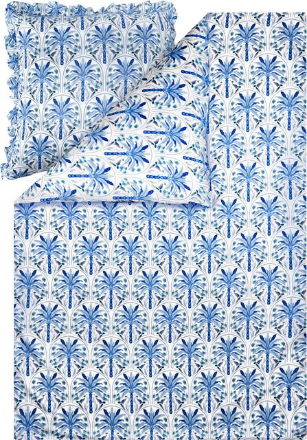 LIVARNO Mikrofaser-Satin-Bettwäsche mit Palmen-Design, Set bestehend aus 1x Bettbezug und 1x Kissenbezug, B/H: 135 x 200 cm, Kissenbezug: 80 x 80 cm - Bild 1