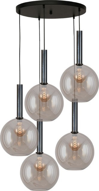 Masterlight Bella 2 Pendelleuchte 5-flammig rund in Gold mit Glas in Fumé-Getupftes Öl-Optik - Bild 1