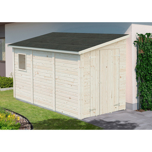 Palmako Mia Elementhaus aus Fichtenholz in Braun mit Pultdach und Boden B/H/T: 332 x 210 x 165 cm - Bild 2