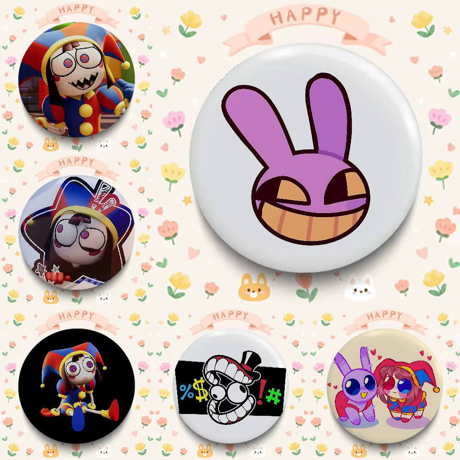 Digital Circus Abzeichen, Runde Cosplay-Pins, Bunt / Mehrfarbig, Metall - Bild 2