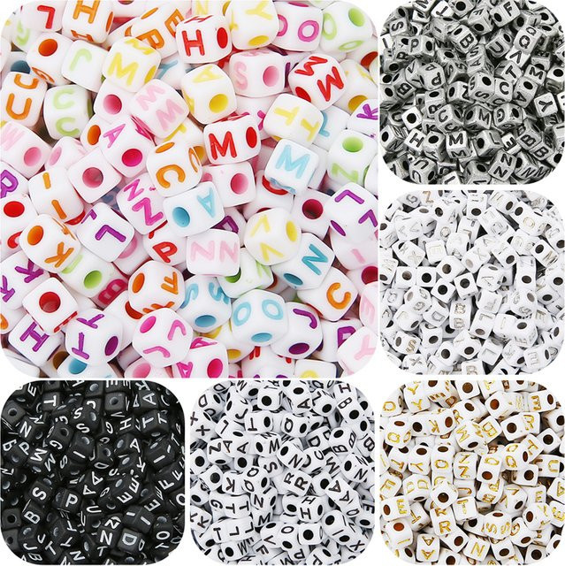 Quadratische Buchstabenperlen Acryl, 6x6mm, Alphabet Mix - Bild 1