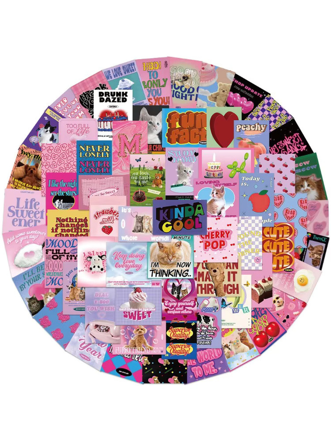 65 Stück Vintage Aufkleber für Scrapbook und Skateboard in Rosa und Multicolour von BulingBulingStickers Store - Bild 4