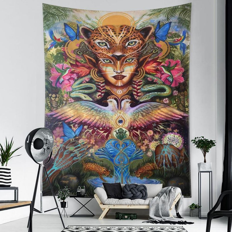Super Six Wandbehang Abstraktes Leoparden-Motiv im Bohemian-Stil, Mehrfarbig, B: 95 cm, H: 70 cm - Bild 4