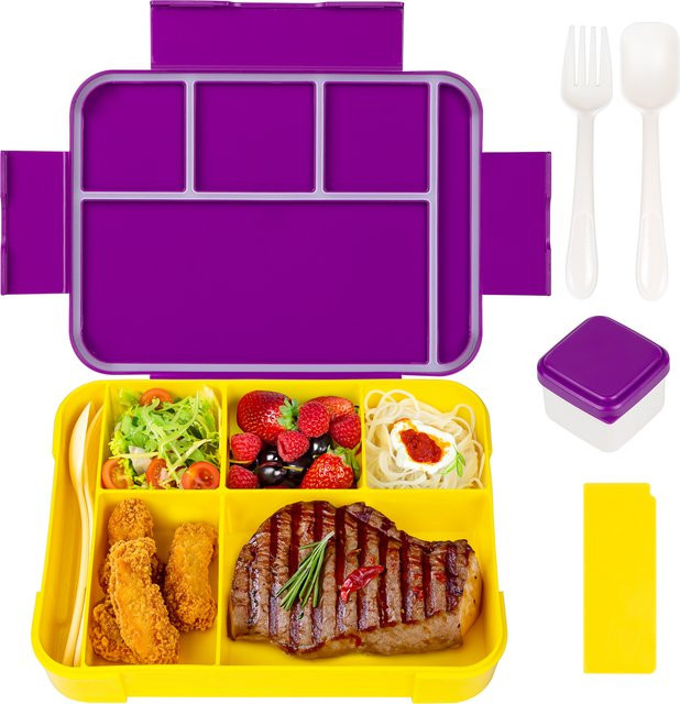 YOCITY Bento-Lunchbox mit 4 Fächern und Trennern, Blau - Bild 1