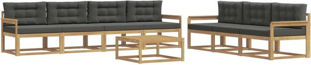 vidaXL Outdoor-Sofagarnitur aus Akazienholz mit Tisch und Kissen in Anthrazit und Weiß - Bild 1
