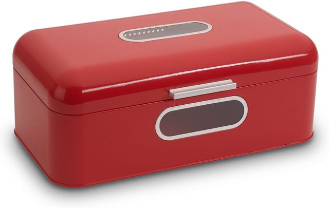 ECHTWERK Brotkasten Retro aus Metall in Rot, Belüftet, B/T/H: 24,0 x 43,0 x 17,0 cm - Bild 1