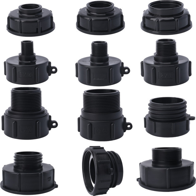 UP-CLOUD IBC-Tankadapter S60 x 1 Zoll Gewindeanschluss für 1000 Liter Tonnezylinder in Schwarz - Bild 1