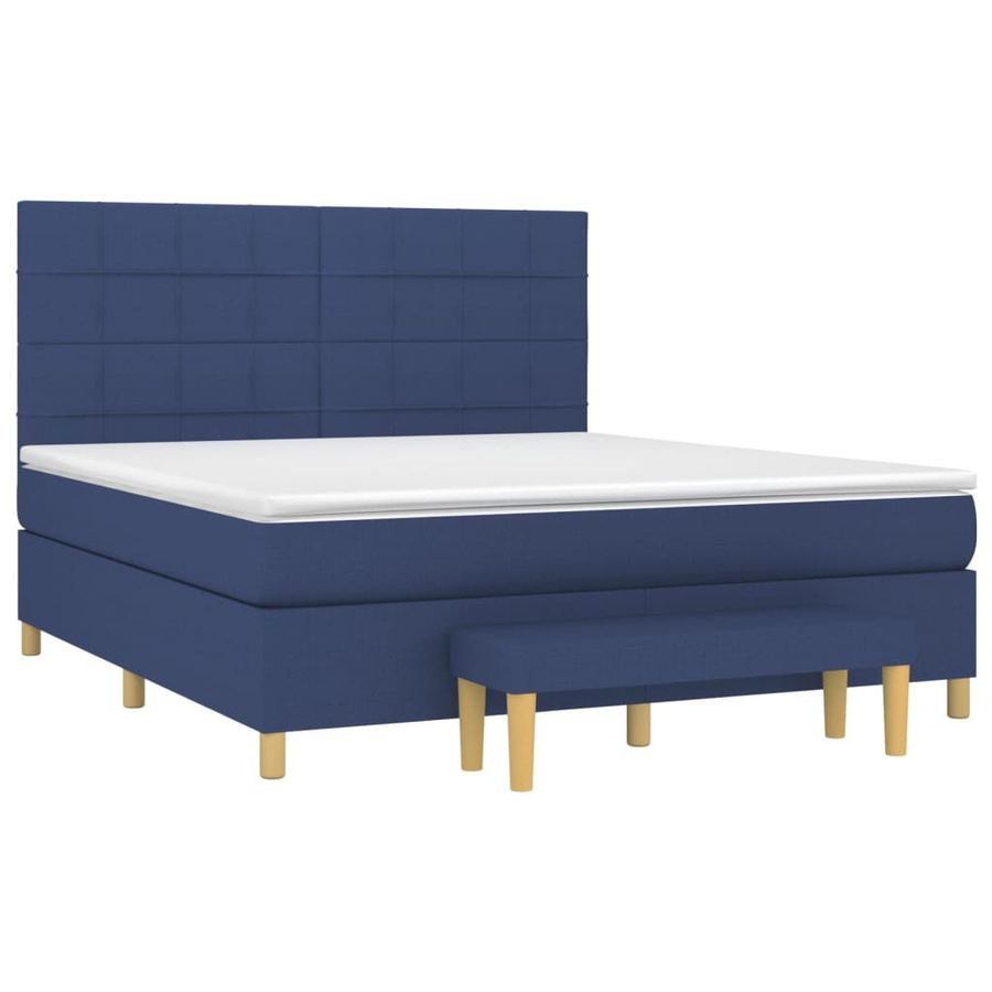 vidaXL Boxspringbett mit Matratze in Blau aus Stoff, B/T/H: 180 x 200 x 128 cm - Bild 4