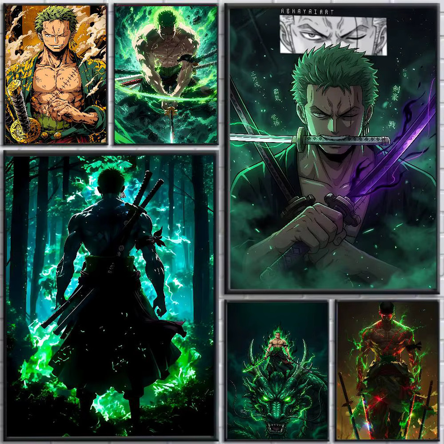 Bandai One Piece Anime-Poster Zoro und Luffy als HD-Leinwand-Wandkunst in Mehrfarbig, Rechteckig - Bild 2