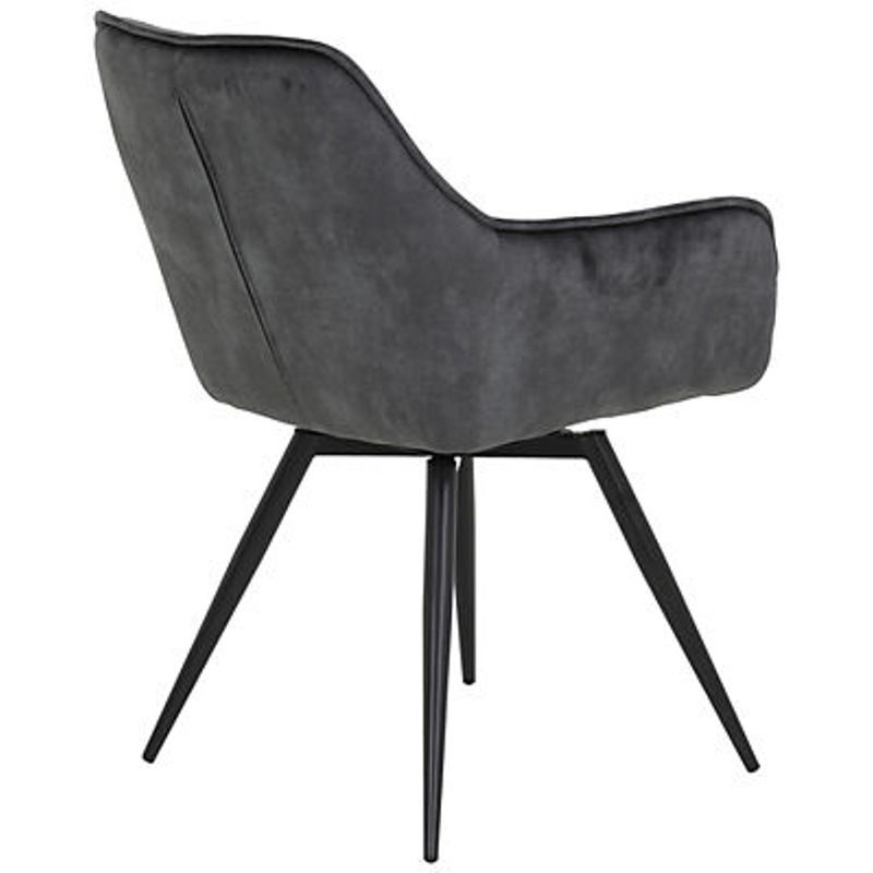 2er Set Stühle Hela Florentina in Anthrazit mit Samtvelour und Metallgestell im Vintage-Design, B/H/T: 49 x 84 x 63 cm - Bild 3