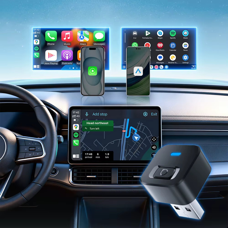 Ottocast Mini Dot Express Kabelloser CarPlay und Android Auto Adapter 2-in-1 USB-Dongle in Schwarz - Bild 2