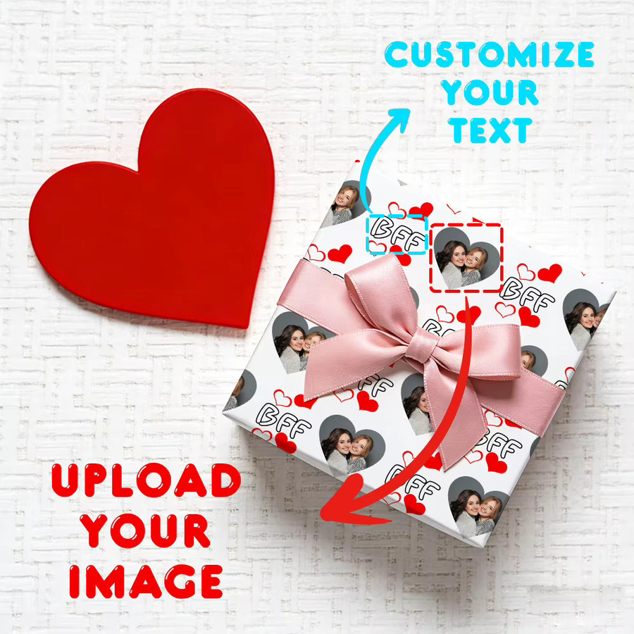 Personalisierte Geschenkpapier-Sets mit Foto und Namen von joy-enlife, bunt, ideal für Valentinstag, Hochzeit oder Partys - Bild 3