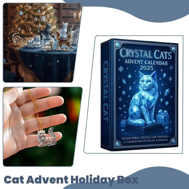 2D-Acryl-Countdown-Kalender mit süßer Katze für Weihnachten 2025, Kristall-Adventskalender mit Timer in Blau - Bild 1