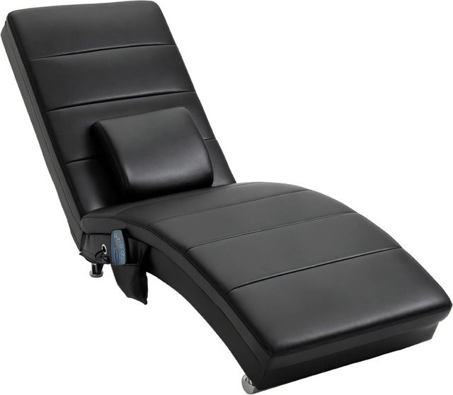 HOMCOM Relaxliege mit Massagefunktion und verstellbarer Kopfstütze in Schwarz, B/T/H: 163 x 58 x 87 cm - Bild 1