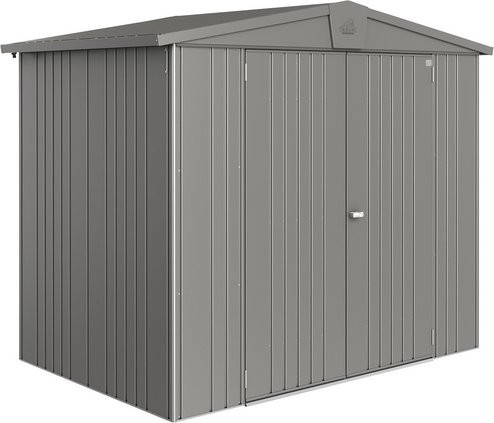 Biohort Gerätehaus Europa Gr. 3 aus Metall in Quarzgrau-Metallic mit Satteldach und Doppeltür, B/T/H: 244 x 156 x 203 cm - Bild 3