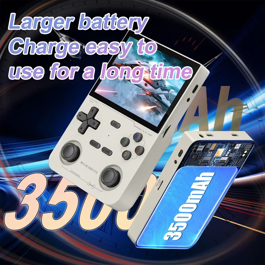 GAMINJA K36 Retro Handheld-Videospielkonsole mit 16.000 Spielen, Emulator für PS1/PSP/DC/N64/SS, 3,5 Zoll IPS-Bildschirm, Schwarz - Bild 4