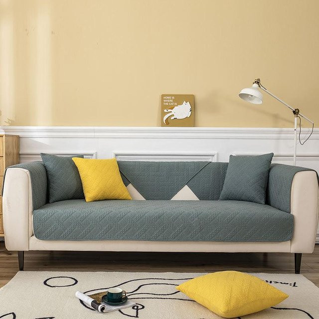 Super Six Couchbezug aus Baumwolle, grau, gesteppt und rutschfest, Breite: 70 cm, Tiefe: 70 cm - Bild 1