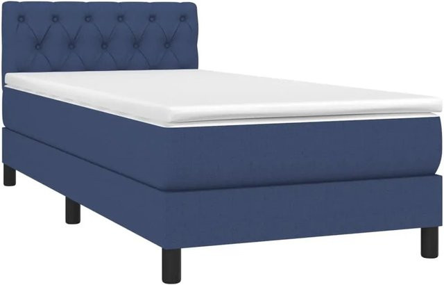 vidaXL Boxspringbett mit Matratze in Blau und Weiß, Hybridbett mit LED-Unterbettbeleuchtung und USB-Ladeport, B/T/H: 80 x 200 x 103 cm - Bild 1