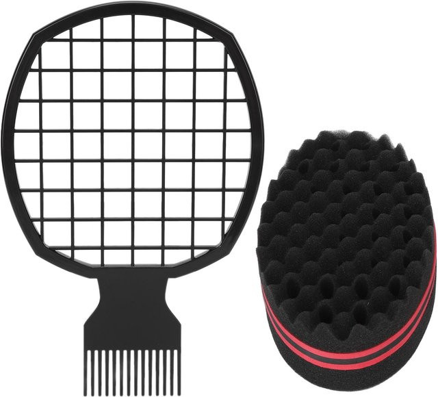 TOMTOP Haarzwirbelkamm Schwamm Set, Schwarz - Bild 1