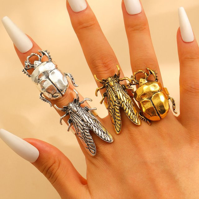 Yerik Offener Ring, Käfer, Zikade, Silber, Unisex, Vintage - Bild 1