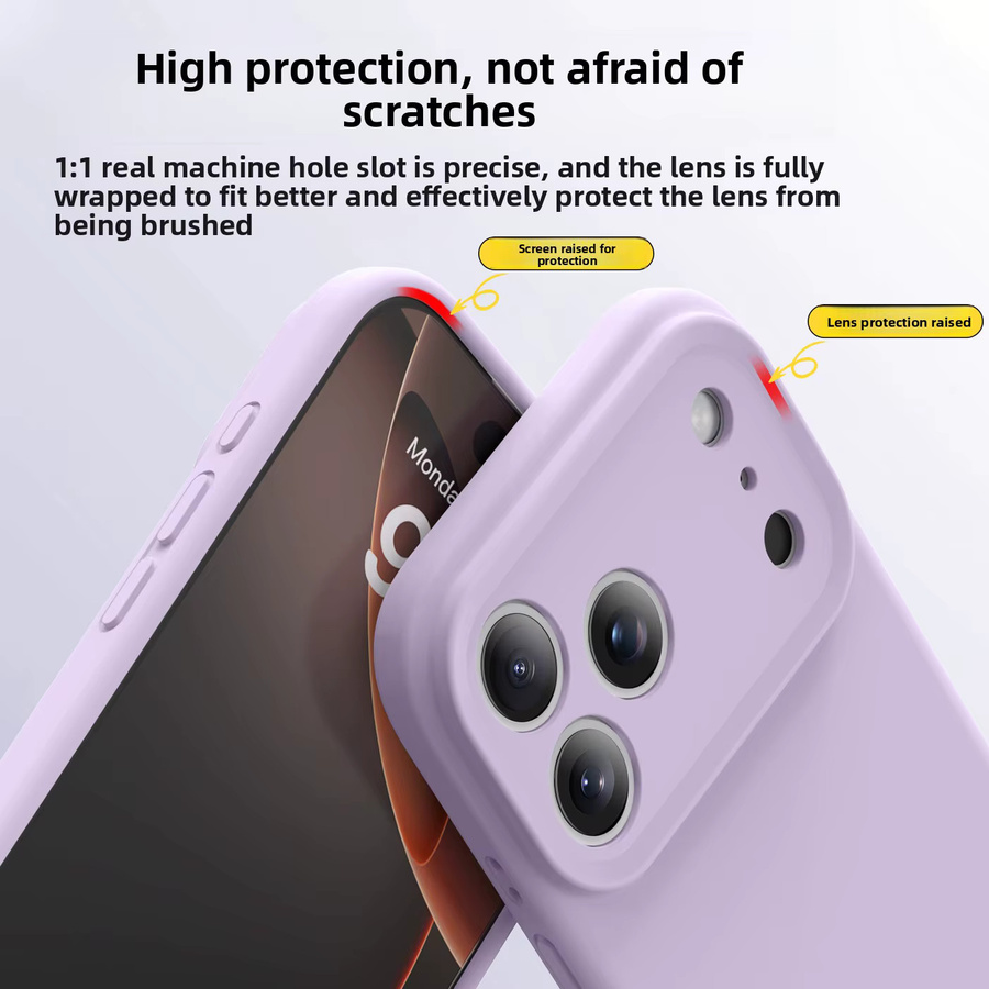 Bonbonfarbene Flüssigsilikon-Handyhülle für Apple iPhone 17, 16, 15, 14, 13 Pro Max mit Kameraobjektivschutz in Multicolour, Green und Purple - Bild 4