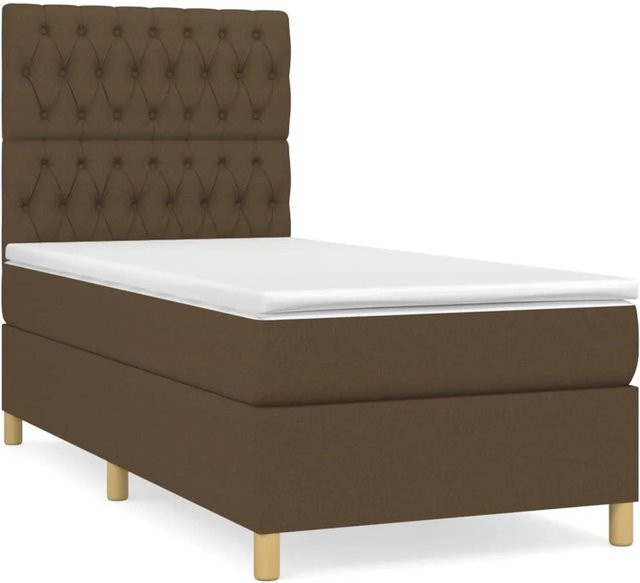 vidaXL Boxspringbett mit Matratze Hybrid Dunkelbraun B/T/H: 90 x 190 x 128 cm - Bild 1
