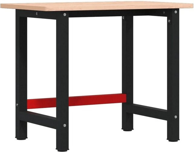 vidaXL Werkbank aus Massivholz Buche mit pulverbeschichtetem Metallgestell in Schwarz, B/T/H: 100 x 60 x 81,5 cm - Bild 1