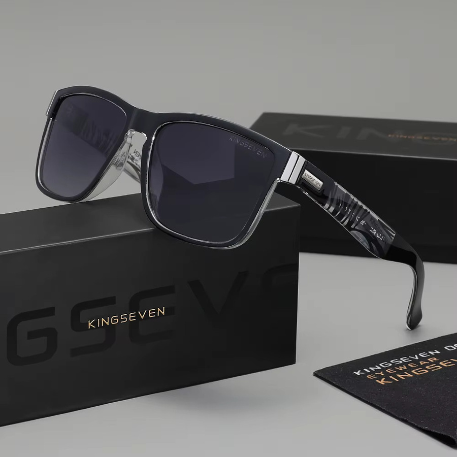 KINGSEVEN Sonnenbrille, Rechteck, Vollrand, Zebra Muster, Unisex, polarisiert - Bild 1