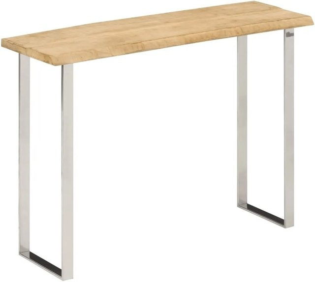 vidaXL Konsolentisch aus Massivholz Mango mit Baumkante in Braun und Silber, B/T/H: 105 x 33 x 76 cm - Bild 1