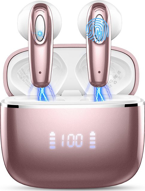 DRSAEC Kabellose In-Ear Ohrhörer mit Bluetooth 5.3, 4 ENC-Mikrofonen zur Geräuschunterdrückung, 40 Stunden Akkulaufzeit und IP7 Wasserdichtigkeit in Schwarz - Bild 1