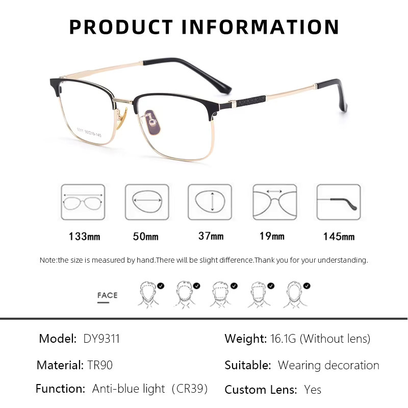 BLMUSA Lesebrille, Titan, Vollrand, rechteckig, Herren, Blaulichtfilter - Bild 4