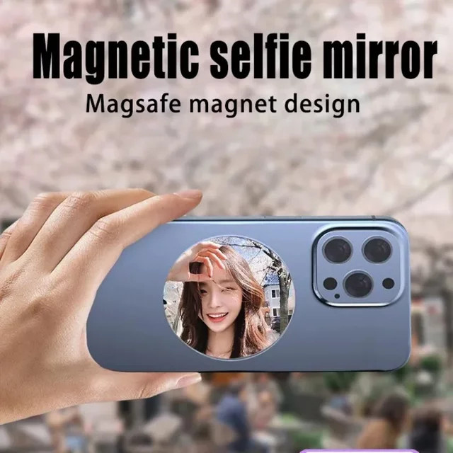 OLPAY Magnetischer Selfie-Spiegel für iPhone mit MagSafe-Unterstützung in Silber als Kamera-Halter für Vlogs und Fotos - Bild 1
