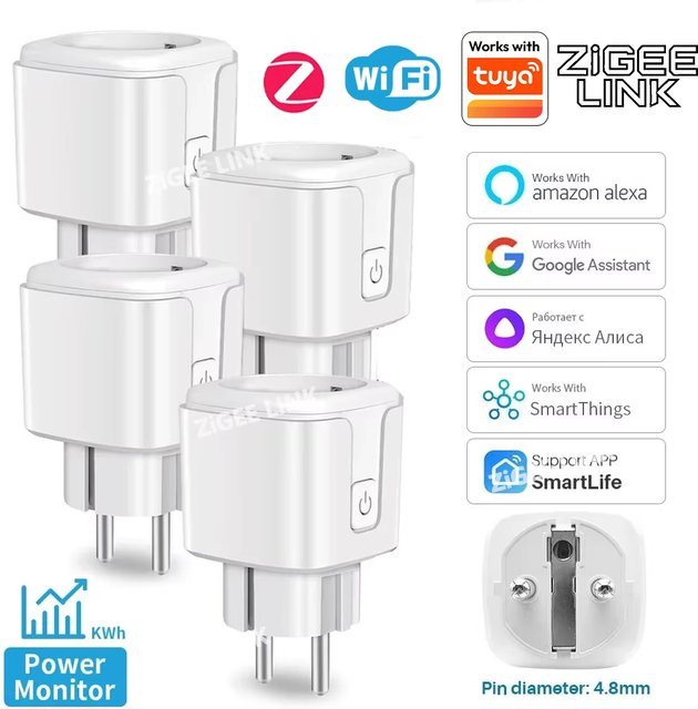 Shine-tale ZigBee Smart Plug mit Energieüberwachung in Weiß, kompatibel mit Tuya, Alexa und Google Home - Bild 1