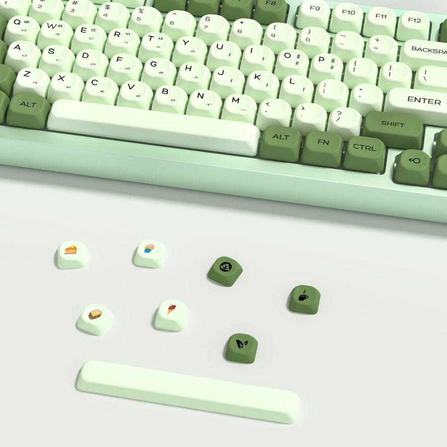 KBDiy KOA Profil Matcha Tastenkappen aus PBT in Grün für mechanische Tastaturen, 143 Tasten, kompatibel mit DZ60, GK61, Aula F87, F108, F99 und weiteren Modellen - Bild 2