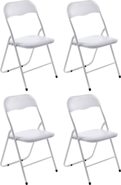 CLP 4er Set Klappstühle Felix Gepolstert in Weiß mit Metallgestell und Kunstleder Sitzflächen - Bild 1