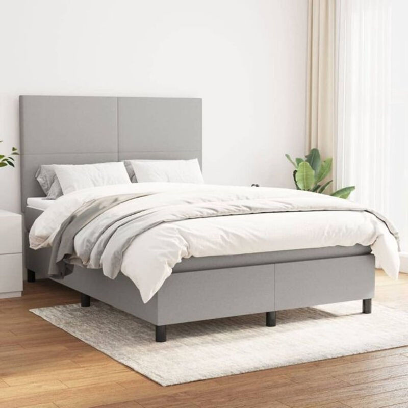 Vidaxl Boxspringbett mit Matratze in Grau aus Stoff, B/T/H: 140 x 200 cm - Bild 1